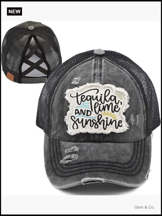 Criss Cross Back Ponytail Baseball Cap with Sayings, Adjustable main image 7